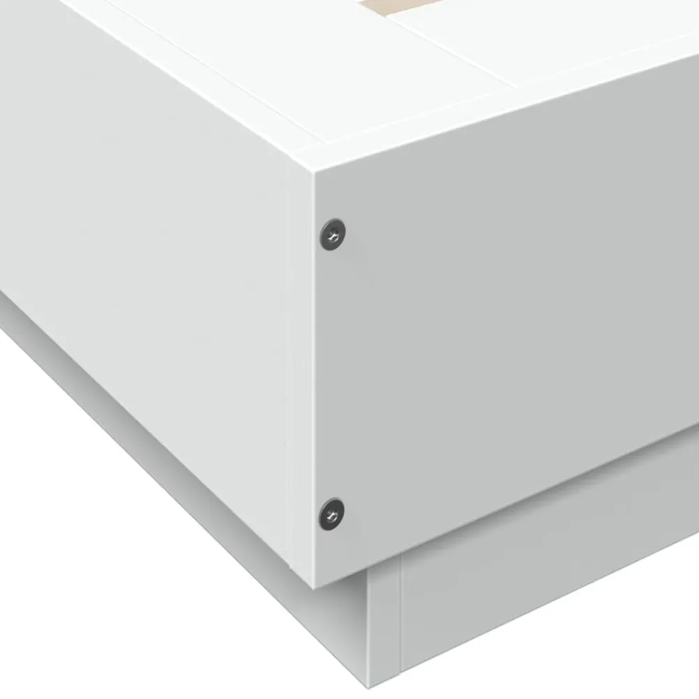 vidaXL Camas Y Accesorios-Estructura cama y luces LED madera ingeniería blanca 200x200 cm