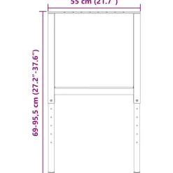 vidaXL Estructura de banco de trabajo 2 uds metal 55x(69-95,5)cm Negro Clearance