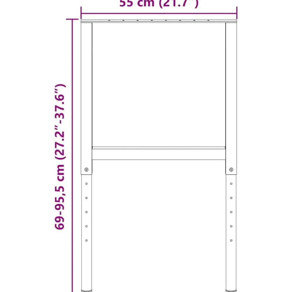 vidaXL Estructura de banco de trabajo 2 uds metal 55x(69-95,5)cm Negro Clearance