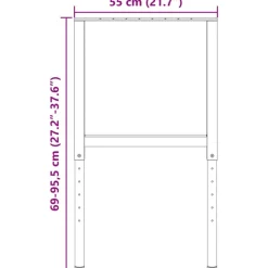 vidaXL Estructura de banco de trabajo 2 uds metal 55x(69-95,5)cm Gris Best