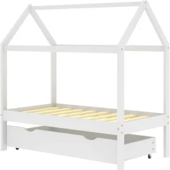 vidaXL Estructura de cama infantil y cajón madera pino blanca 70x140cm Blanco Online
