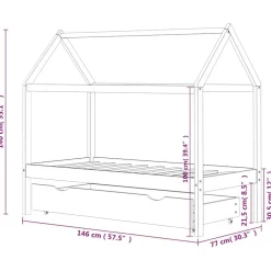 vidaXL Estructura de cama infantil y cajón madera pino blanca 70x140cm Blanco Online
