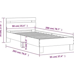 vidaXL Camas Y Accesorios-Estructura de cama cabecero luces LED 90x200 cm