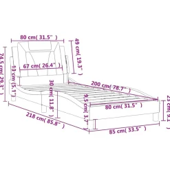 vidaXL Camas Y Accesorios-Estructura de cama Viana sin colchón cuero sintético 80x200 cm