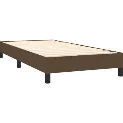 vidaXL Camas Y Accesorios-Estructura de cama con somier tela marrón oscuro 80x200 cm