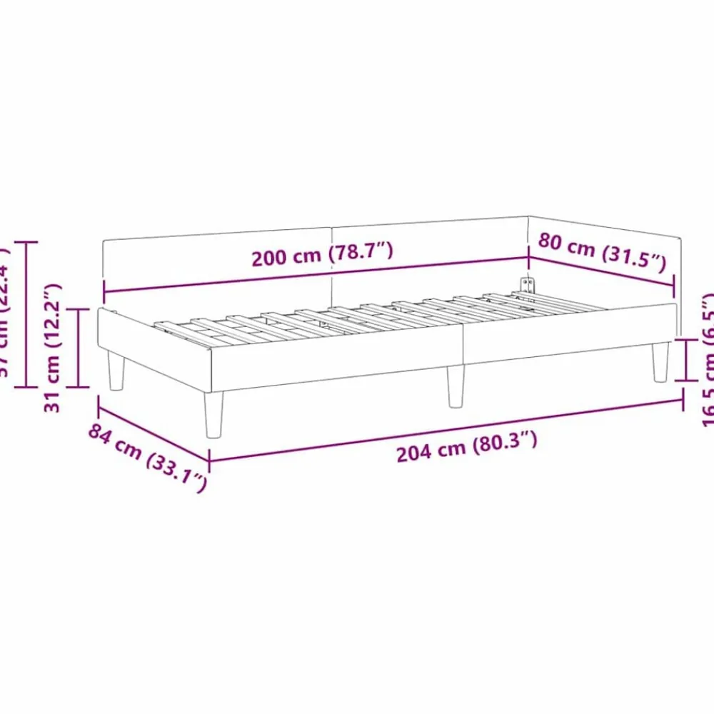 vidaXL Estructura de cama en esquina 80 cm x 200 cm Gris claro Online