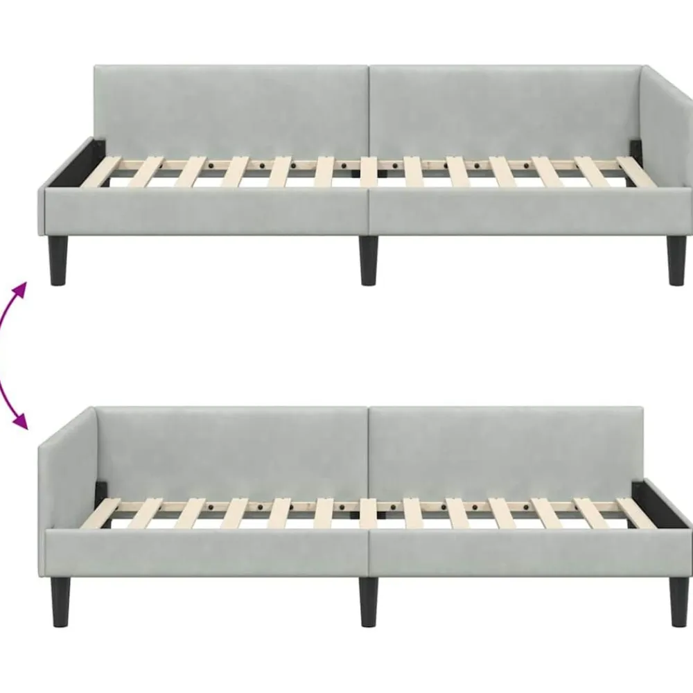 vidaXL Estructura de cama en esquina 80 cm x 200 cm Gris claro Online