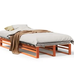 vidaXL Camas Y Accesorios-Estructura de cama sin colchón madera de pino marrón 90x200 cm