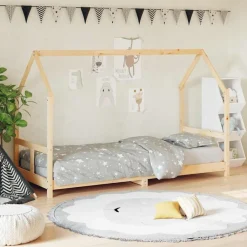 vidaXL Estructura de cama para niños madera maciza de pino 80x200 cm Natural Clearance