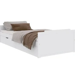 vidaXL Camas Y Accesorios-Estructura de cama sin colchón madera de pino blanca 90x200 cm