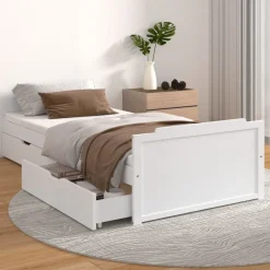 vidaXL Camas Y Accesorios-Estructura de cama sin colchón madera de pino blanca 90x200 cm