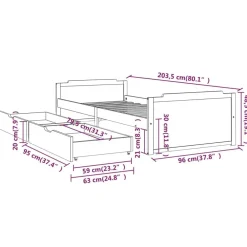 vidaXL Camas Y Accesorios-Estructura de cama sin colchón madera de pino blanca 90x200 cm