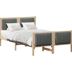 vidaXL Estructura de cama Negro y gris oscuro 120 x 200 cm Natural y gris oscuro Online