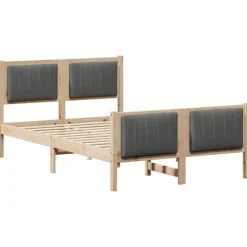 vidaXL Estructura de cama Negro y gris oscuro 120 x 200 cm Natural y gris oscuro Online