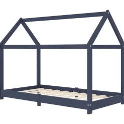 vidaXL Estructura de cama infantil madera maciza pino 70x140 cm Gris