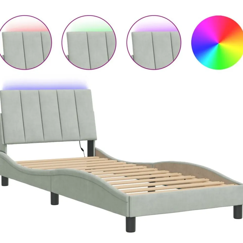 vidaXL Camas Y Accesorios-Estructura de cama con LED sin colchón Hanko terciopelo 80x200 cm