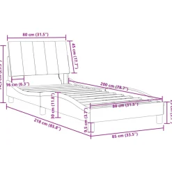 vidaXL Camas Y Accesorios-Estructura de cama con LED sin colchón Hanko terciopelo 80x200 cm