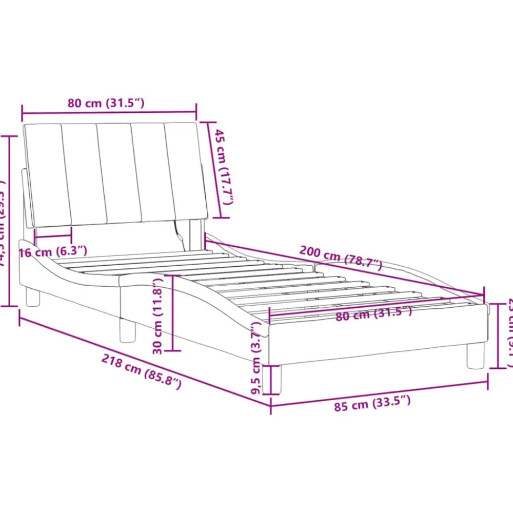 vidaXL Camas Y Accesorios-Estructura de cama con LED sin colchón Hanko terciopelo 80x200 cm