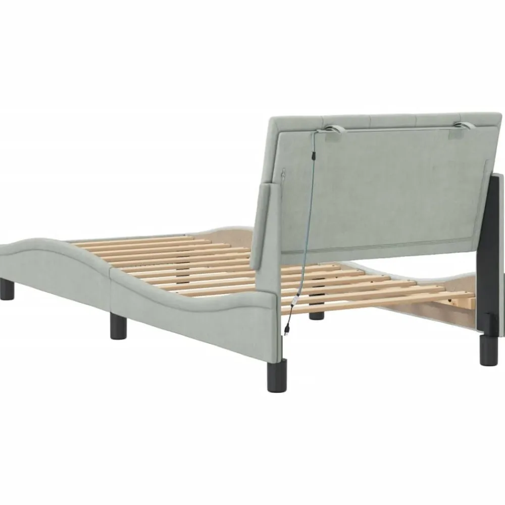 vidaXL Camas Y Accesorios-Estructura de cama con LED sin colchón Hanko terciopelo 80x200 cm