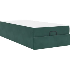 vidaXL Camas Y Accesorios-Estructura de cama con colchón 2 pcs Verde Terciopelo