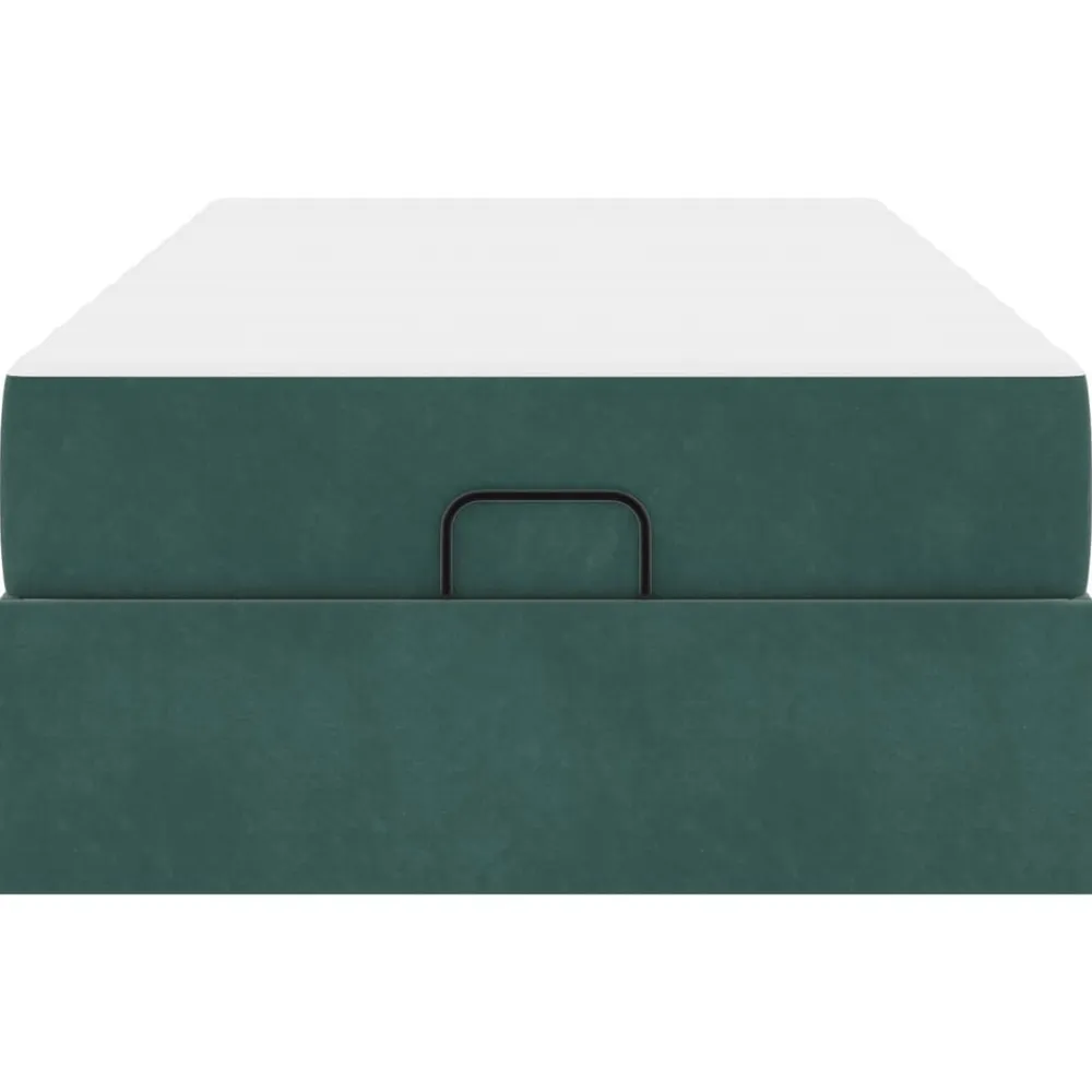 vidaXL Camas Y Accesorios-Estructura de cama con colchón 2 pcs Verde Terciopelo