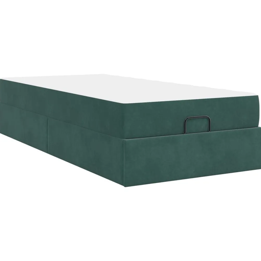 vidaXL Camas Y Accesorios-Estructura de cama con colchón 2 pcs Verde Terciopelo