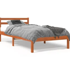 vidaXL Estructura de cama sin colchón madera maciza marrón 75x190 cm Marr&oacute;n cera Sale