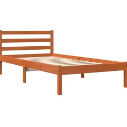 vidaXL Estructura de cama sin colchón madera maciza marrón 75x190 cm Marr&oacute;n cera Sale