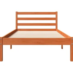 vidaXL Estructura de cama sin colchón madera maciza marrón 75x190 cm Marr&oacute;n cera Sale