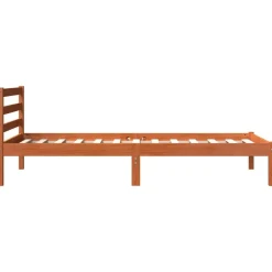 vidaXL Estructura de cama sin colchón madera maciza marrón 75x190 cm Marr&oacute;n cera Sale