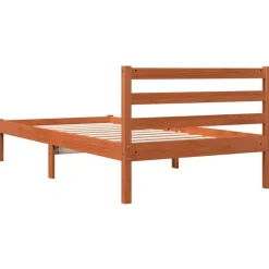 vidaXL Estructura de cama sin colchón madera maciza marrón 75x190 cm Marr&oacute;n cera Sale