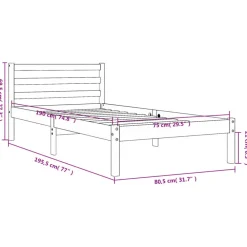 vidaXL Estructura de cama sin colchón madera maciza marrón 75x190 cm Marr&oacute;n cera Sale