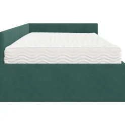 vidaXL Estructura de Cama Esquina con Colchón 2 pcs Verde Terciopelo Verde oscuro New