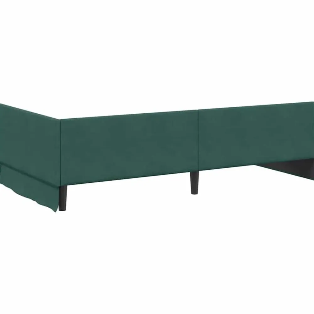 vidaXL Estructura de Cama Esquina con Colchón 2 pcs Verde Terciopelo Verde oscuro New
