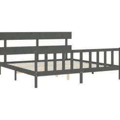 vidaXL Estructura de cama con cabecero madera maciza 200x200 cm Gris Outlet