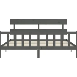 vidaXL Estructura de cama con cabecero madera maciza 200x200 cm Gris Outlet