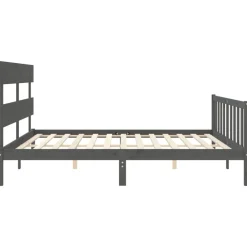 vidaXL Estructura de cama con cabecero madera maciza 200x200 cm Gris Outlet