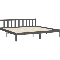 vidaXL Estructura de cama con cabecero madera maciza 200x200 cm Gris Outlet