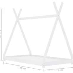 vidaXL Estructura de cama infantil madera maciza pino blanca 70x140 cm Blanco
