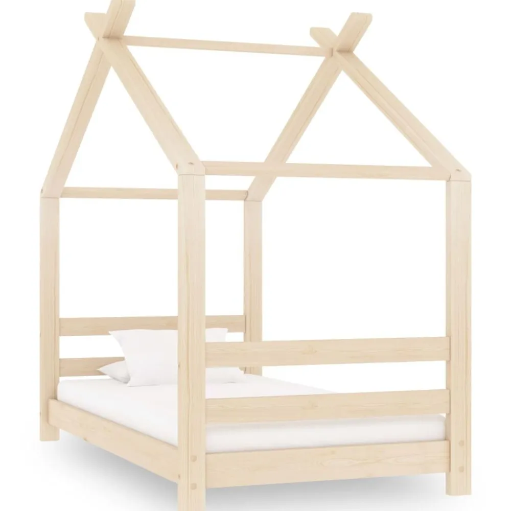 vidaXL Estructura de cama infantil de madera maciza de pino 70x140 cm Marrón New