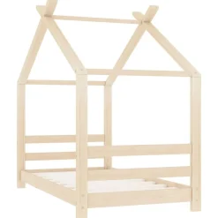 vidaXL Estructura de cama infantil de madera maciza de pino 70x140 cm Marr&oacute;n New
