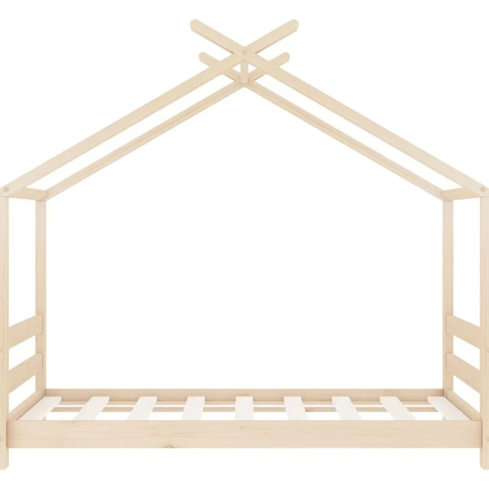 vidaXL Estructura de cama infantil de madera maciza de pino 70x140 cm Marrón New