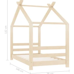 vidaXL Estructura de cama infantil de madera maciza de pino 70x140 cm Marrón New