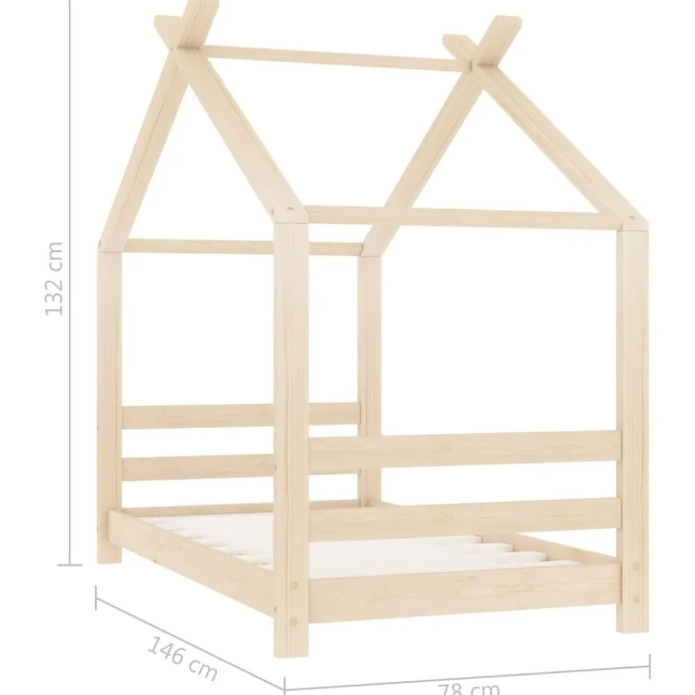 vidaXL Estructura de cama infantil de madera maciza de pino 70x140 cm Marrón New