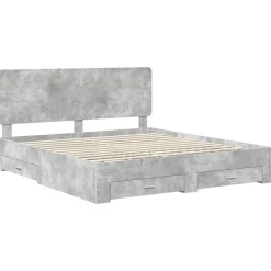 vidaXL Conjuntos De Muebles-Estructura de cama con cabecera Gris Concreto 200 x 200 cm