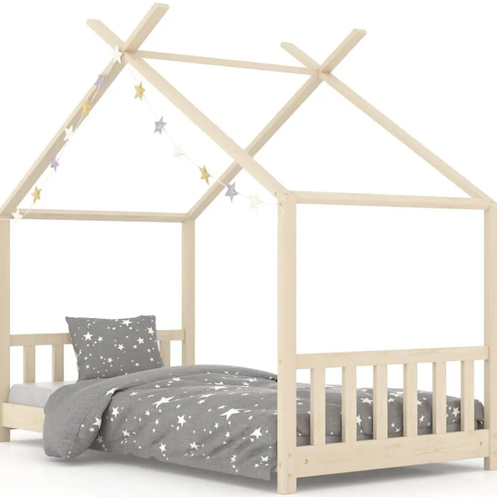 vidaXL Estructura de cama infantil de madera maciza de pino 70x140 cm Marrón Outlet