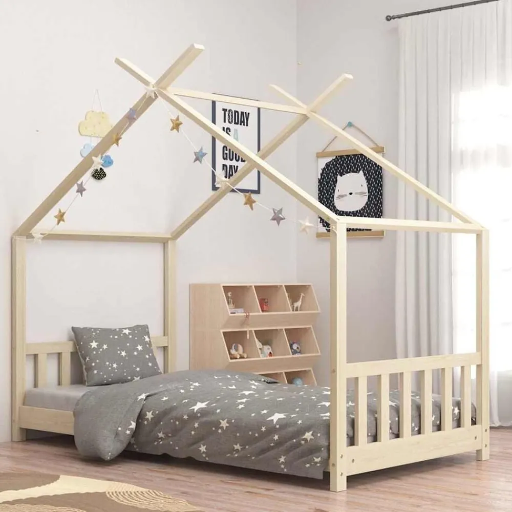 vidaXL Estructura de cama infantil de madera maciza de pino 70x140 cm Marrón Outlet