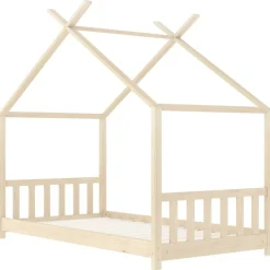 vidaXL Estructura de cama infantil de madera maciza de pino 70x140 cm Marrón Outlet