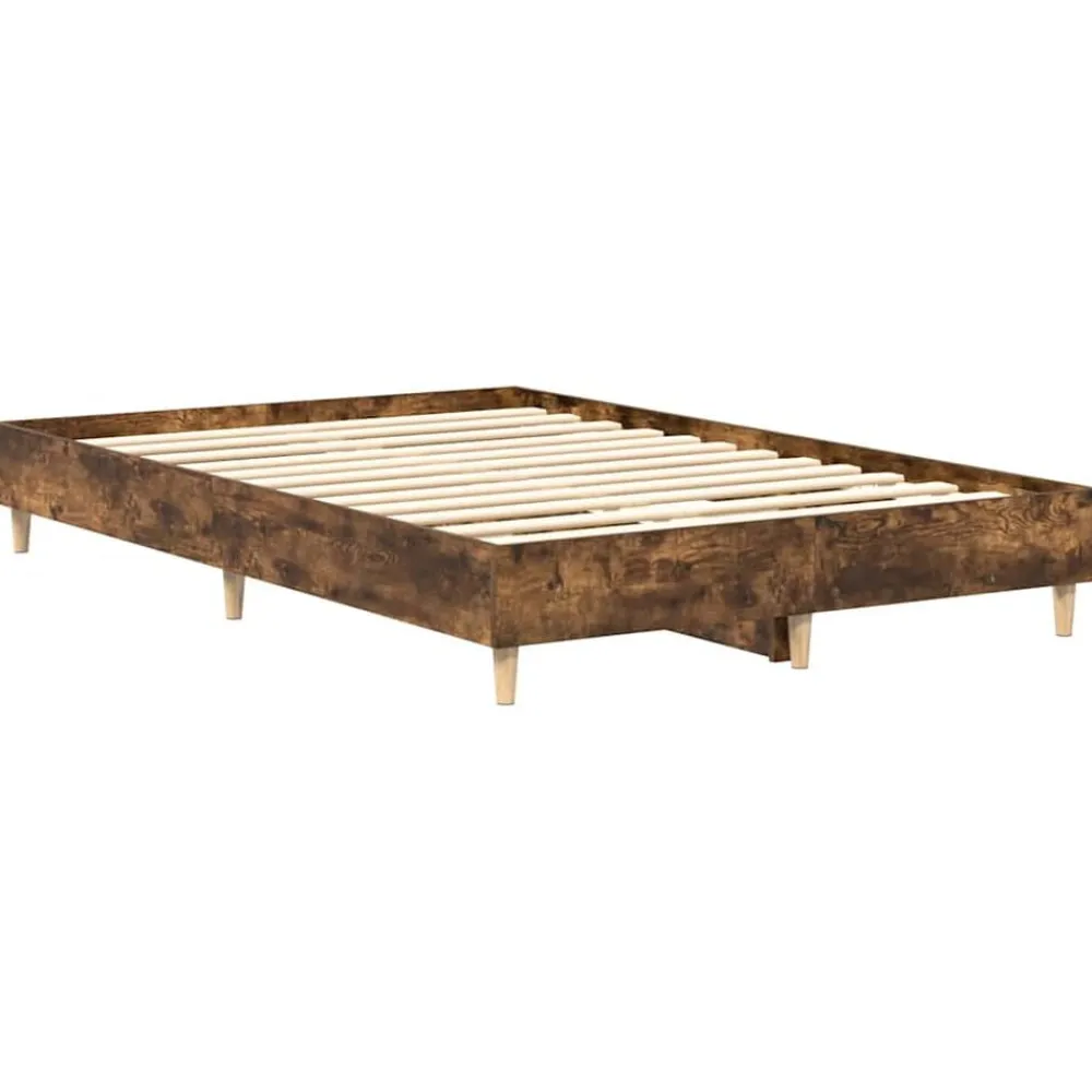 vidaXL Estructura de cama sin colchón madera 120x200 cm Roble ahumado Online
