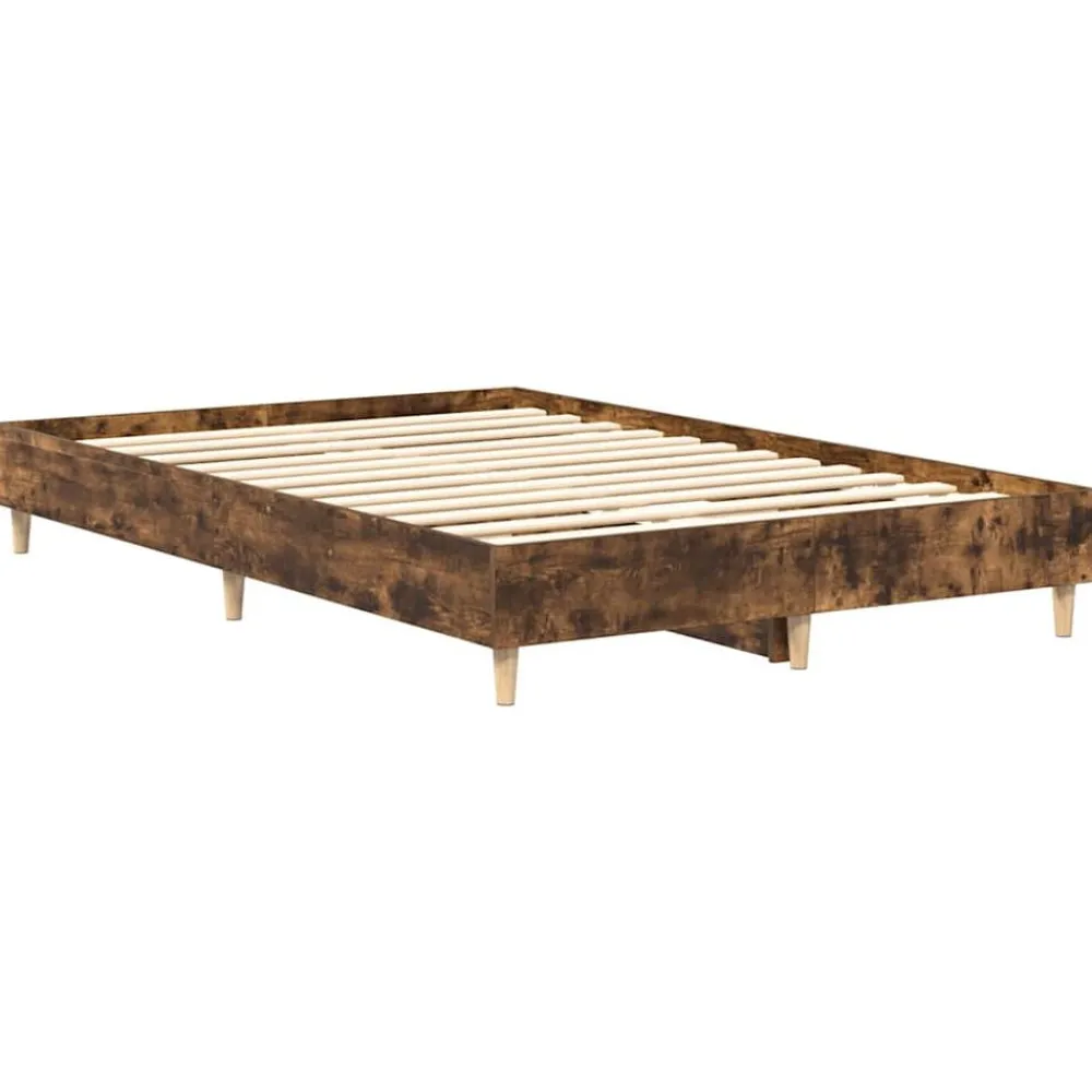 vidaXL Estructura de cama sin colchón madera 120x200 cm Roble ahumado Online